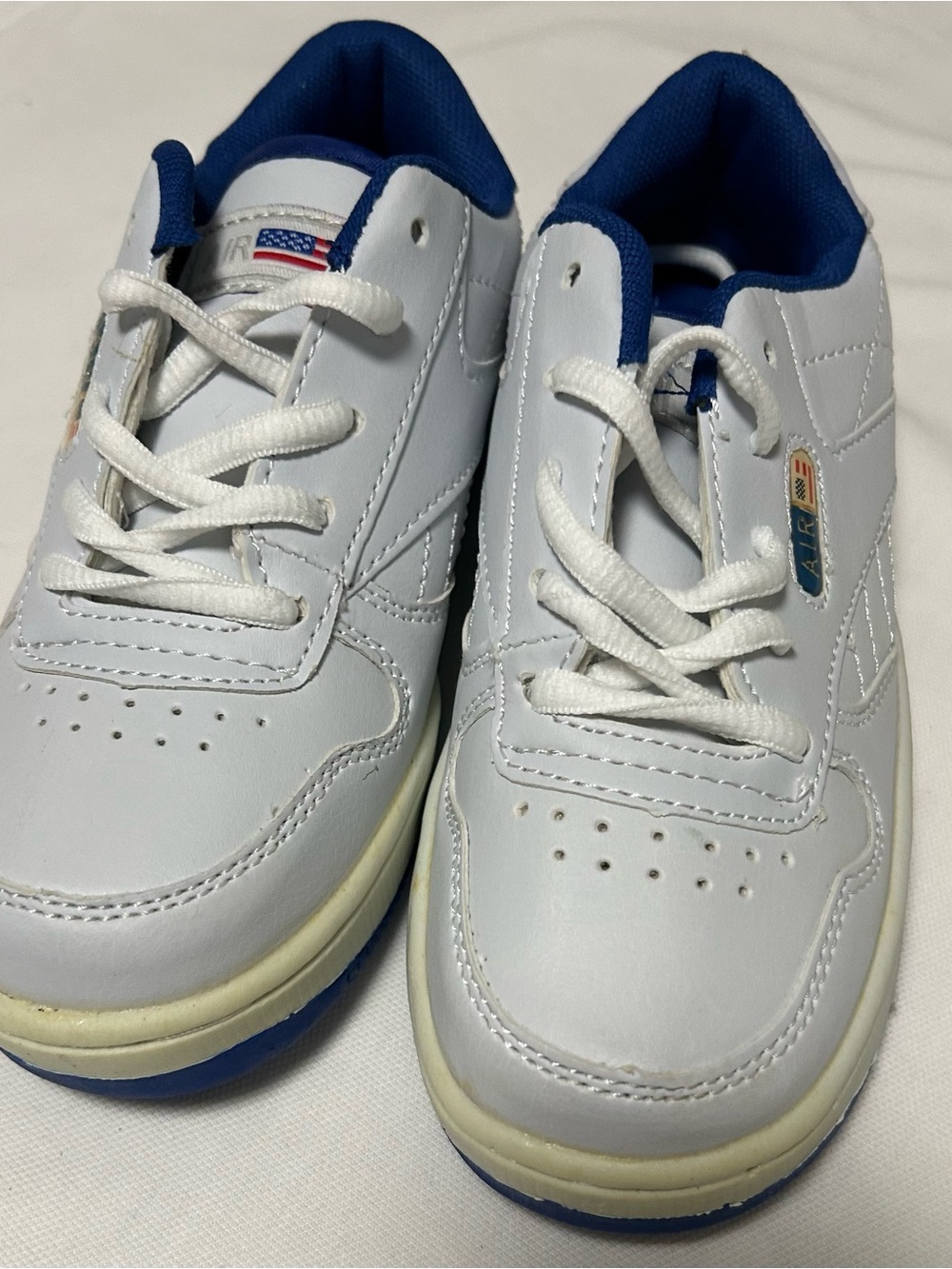 Kids White Sneakers with Blue Trim - Classic Athletic Style